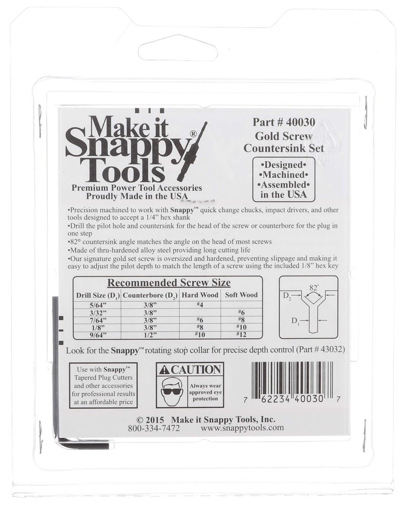 Make it Snappy Tools Quick-Change 5-Pc. Countersink Drill Bit Set. Proudly Made in The USA. - Image 3